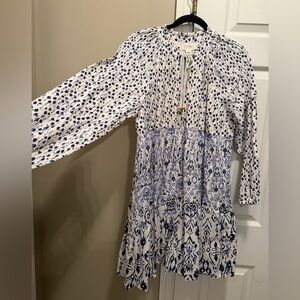 Jessica Simpson White and Blue Printed mini Dress